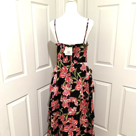 NWT Anne Klein Women Black Pink Floral Tiered Sleeveless Maxi Dress Prom Size 8 - Picture 5 of 12